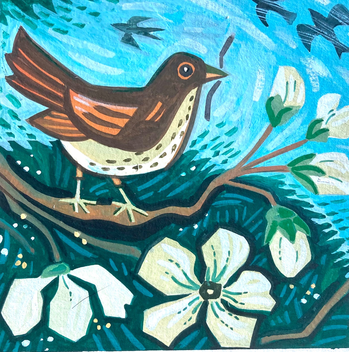 Gathering twigs - original painting